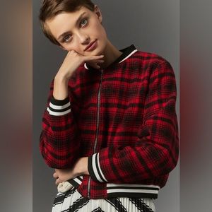NWT Maeve Plaid Tweed Sporty Bomber Jacket